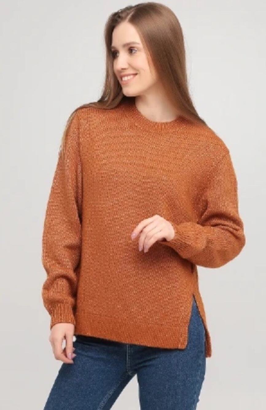 & Other Stories Alpaca Wool Blend Sweater L Rust Brown Crewneck Pullover
